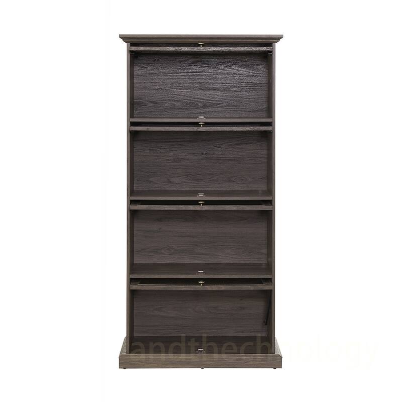 4-Tiers MDF Cabinet With Flip up Glass Doors