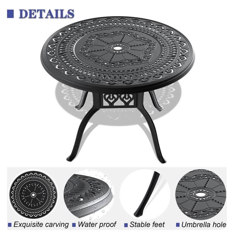 39.37-inch Cast Aluminum Patio Dining Round Table