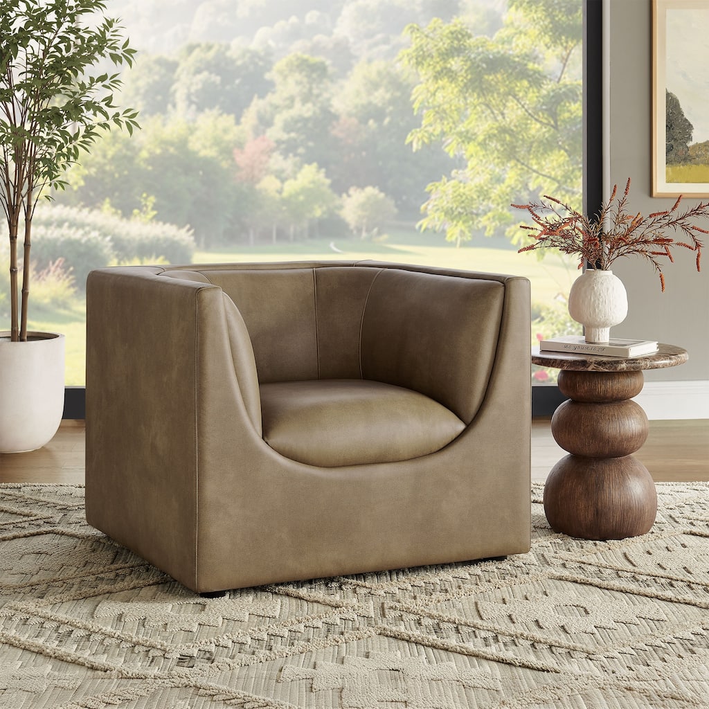 Hilda Curved Back Vegan Leather Armchair