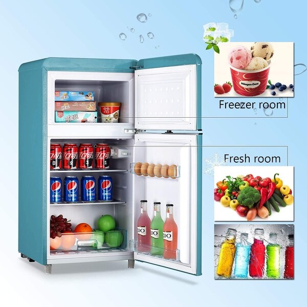 Shop 3.2 Cu.Ft Classic Retro Refrigerator 2 Door Mini Refrigerator - 7 ...