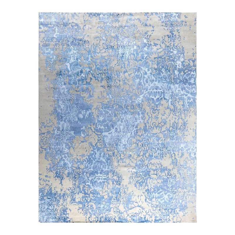 Modern One-of-a-Kind Hand-Knotted Area Rug, Blue - 9' 2" x 12' 1"