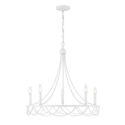 Trade Winds Daisy 5-Light Chandelier in Distressed White