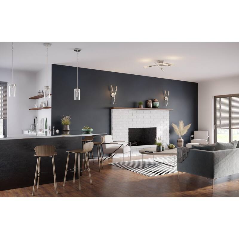 Kellwyn Collection One-Light Brushed Nickel and Clear Glass Transitional Style Hanging Mini-Pendant Light