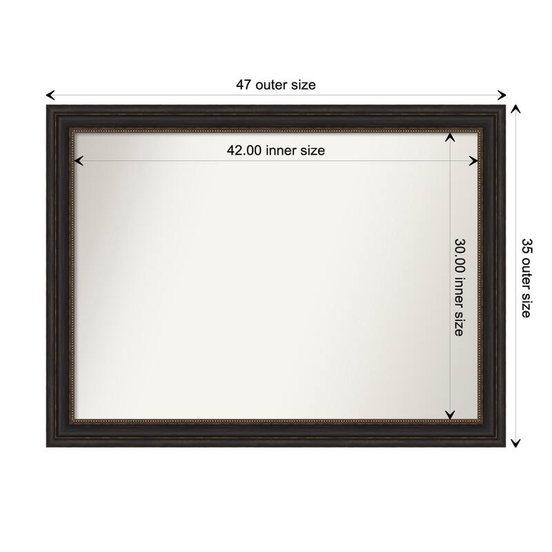 Accent Bronze Framed Non-Beveled Custom Wall Mirror, Bathroom Vanity Mirror - Outer Size: 47 x 35