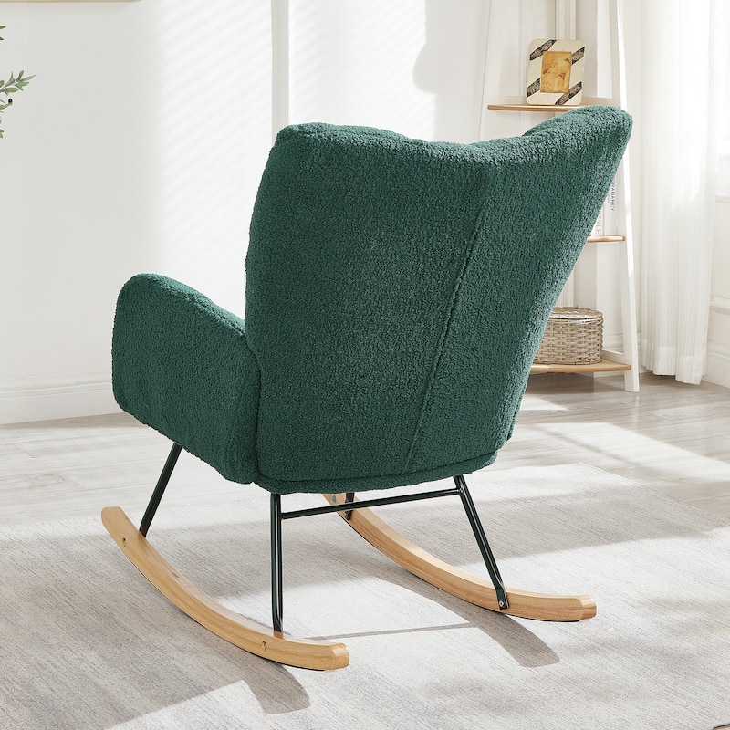 Roomfitters Modern Rocking Chair, Comfortable Nursery Glider with Solid Wood Base for Living Room Bedroom