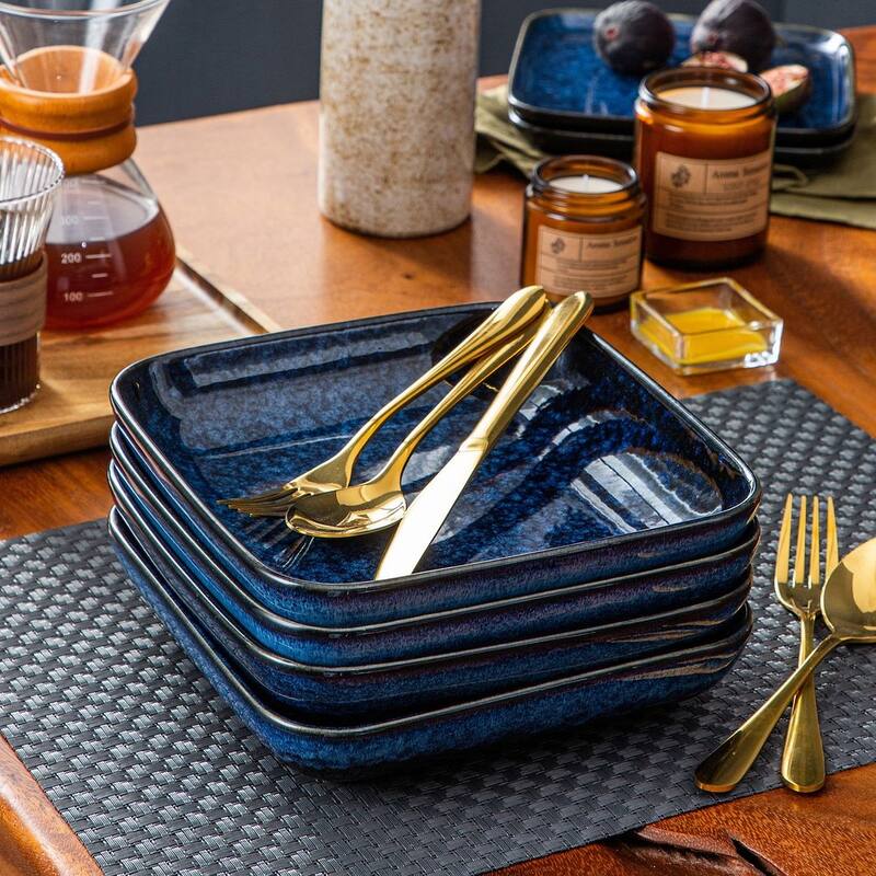 vancasso Stern Reactive Glaze Stoneware Dinnerware Set, Service for 4