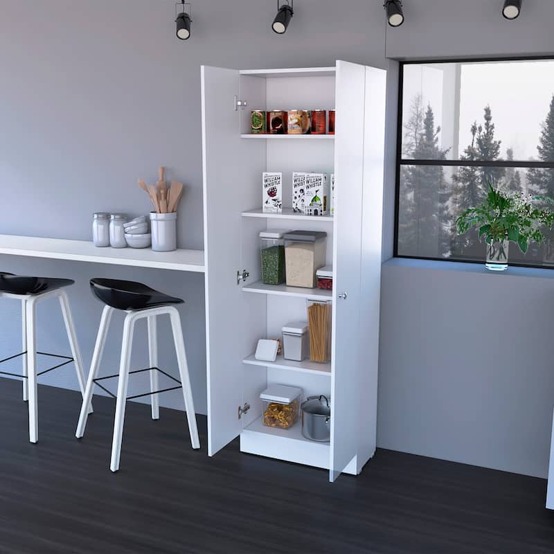 Storage Cabinet Pipestone, Double Door, White Finish,High quality and durable - White