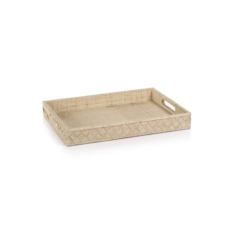 Lazarev Woven Raffia Serving Tray - Small