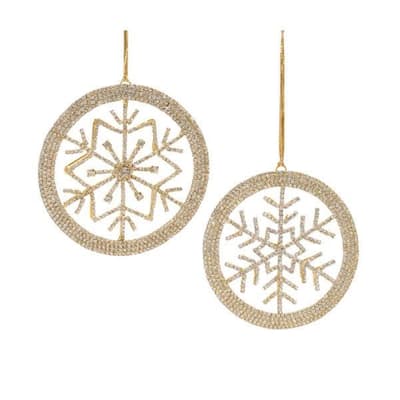 Jeweled Snowflake Christmas Ornaments - 4.75" - Gold - 6ct