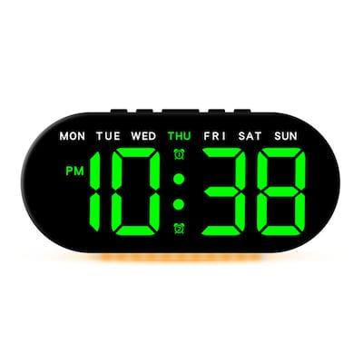Oval Digital Alarm Clock Bedroom, Alarm Clocks Big Number Dimmable Snooze, 12/24H Deep for Sleepers 7.1 x 3.1 x 1.2 inch