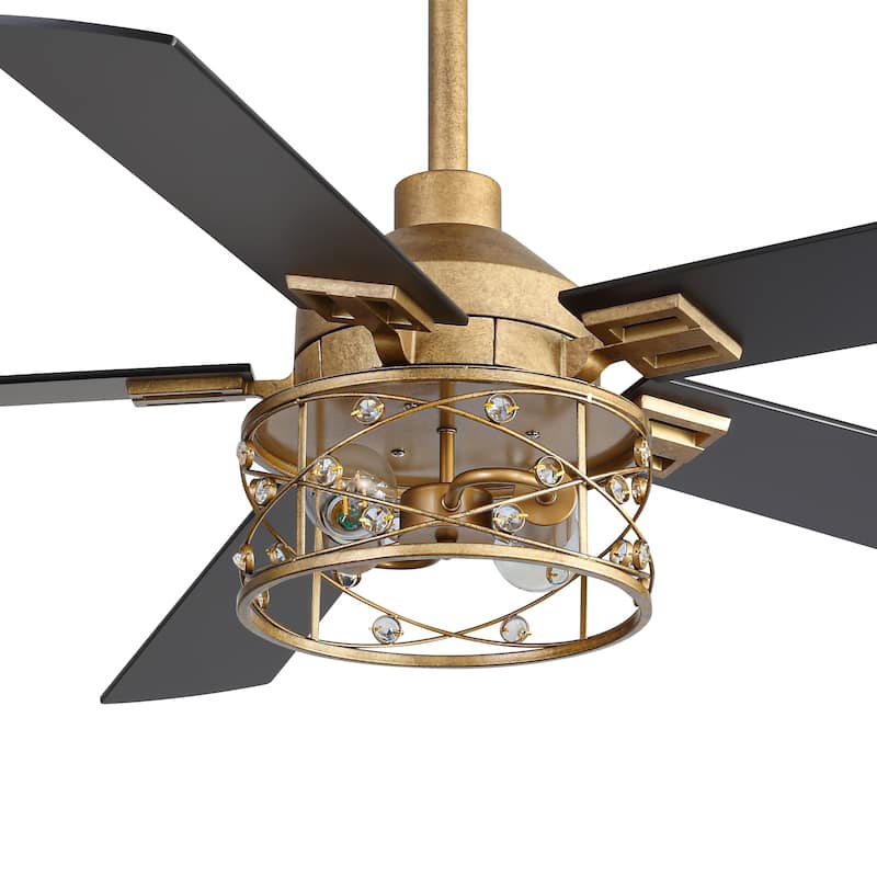 52-inch Reversible 5-Blade Caged Ceiling Fan with Remote and Light Kit