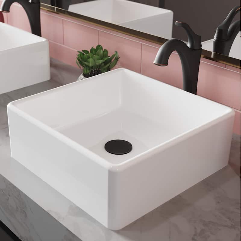 Kraus Elavo and Arlo 15" Vitreous China Vessel Bathroom Sink with 1.2