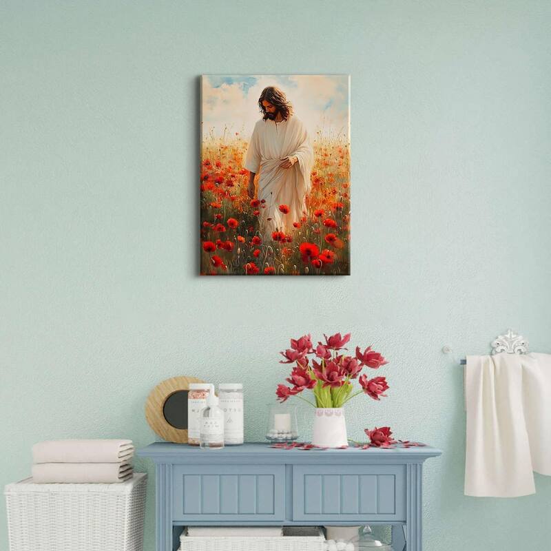 Abtract Red Poppy Wall Art Nature Poster Floral Jesus Picture