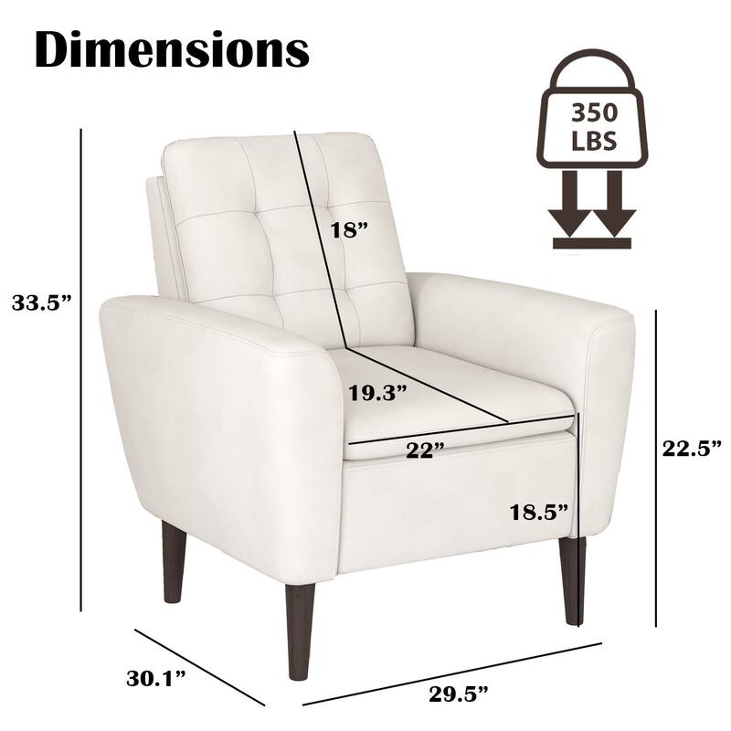 Button Tufted Fabric Accent Chair Armchair with Solid Sagwan Wooden Frame