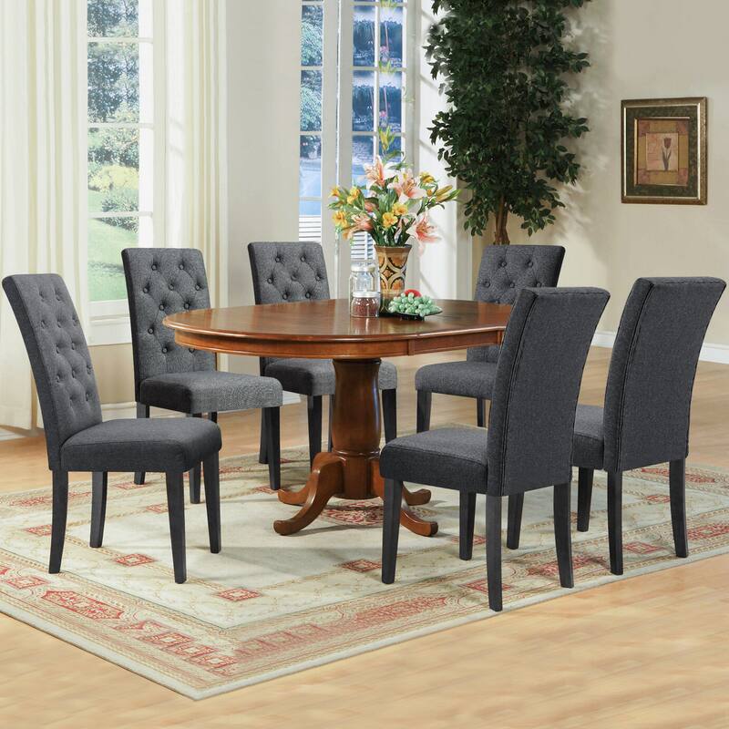 Subrtex Linen Parsons Upholstered Button Dining Chair (2-Pack)