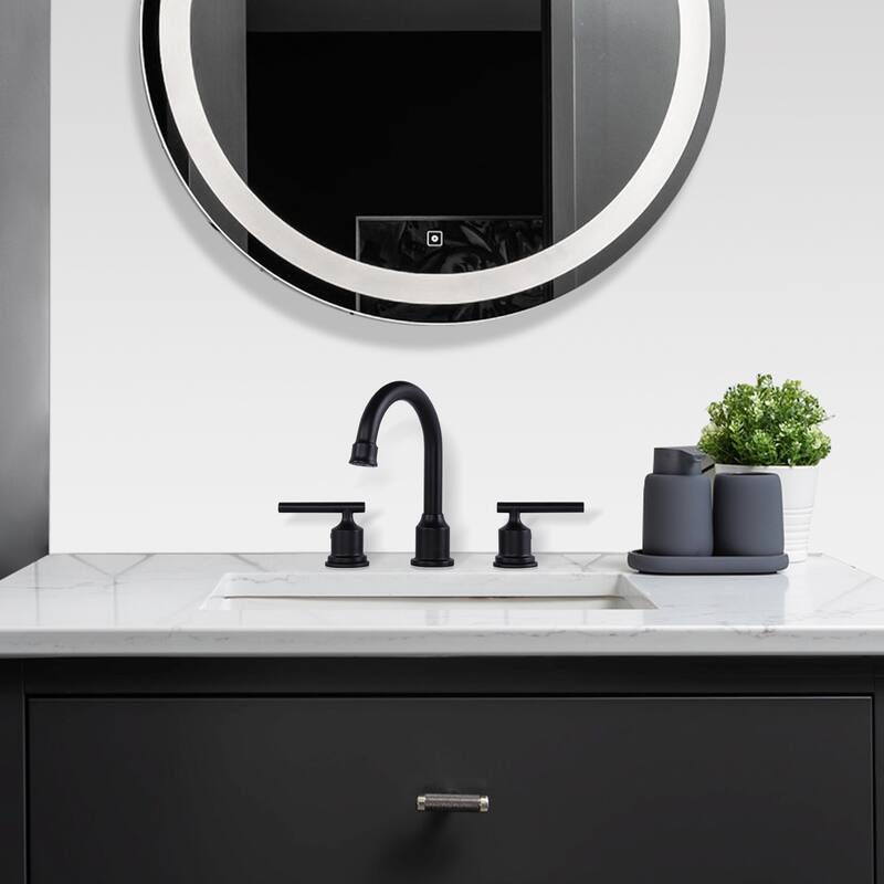 WOWOW 8 in. Widespread Double-Handle Bathroom Faucet with Drain Kit