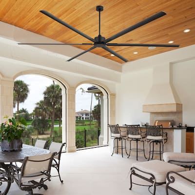 Large 96/120-inch Industrial Ceiling Fan without Light with Remote (6/8-Aluminum Blades)