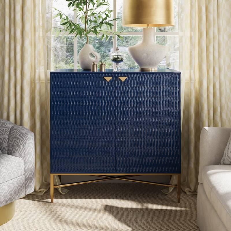 2 Door White Locker Accent Cabinet - Blue
