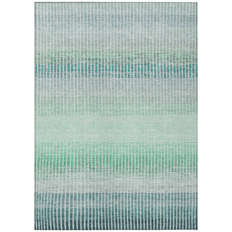 Machine Washable Indoor/ Outdoor Contemporary Stripes Chantille Rug