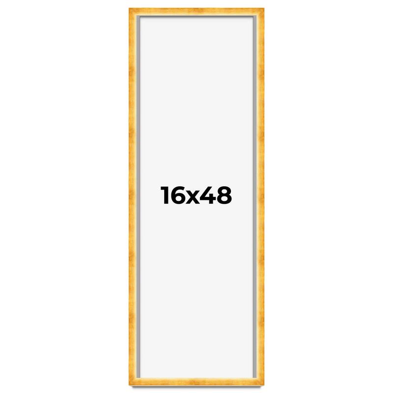 16x48 Shadow Box Frame Gold | 1.625 Inches Deep Real Wood Traditional
