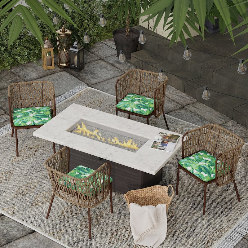 17" x 16" Outdoor Seat Cushion with Ties - Set of 2 - 15.5'' L x 17'' W x 2.50'' H - Clarmont Seagrass