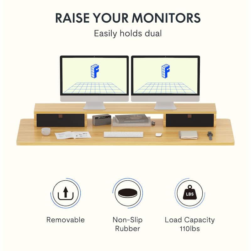 FlexiSpot 48"x24"/55"x24" Ergonomic Height Adjustable Standing Desk with 2 Drawers, Monitor Stand Computer Desk