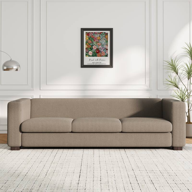 Light Coffee 3 Seater Solid Wood Sofa 80"x31"x26"