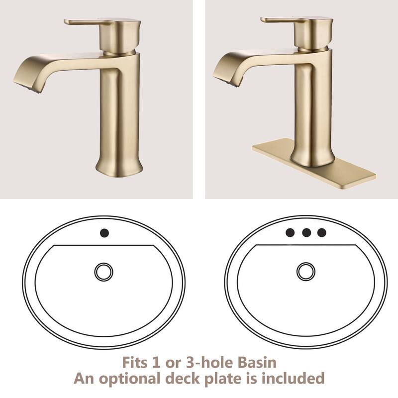 Bathroom Single Handle Faucet Pop Up Drain Gold