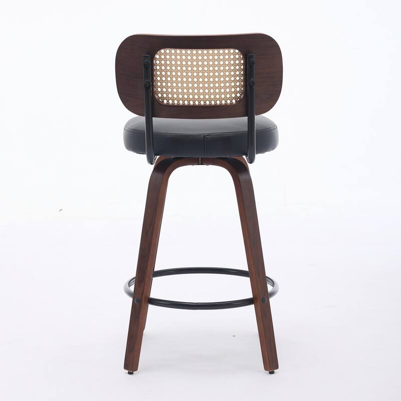 Swivel Bar Stools Set of 2, 26" Upholstered Faux Leather Counter Height Barstools