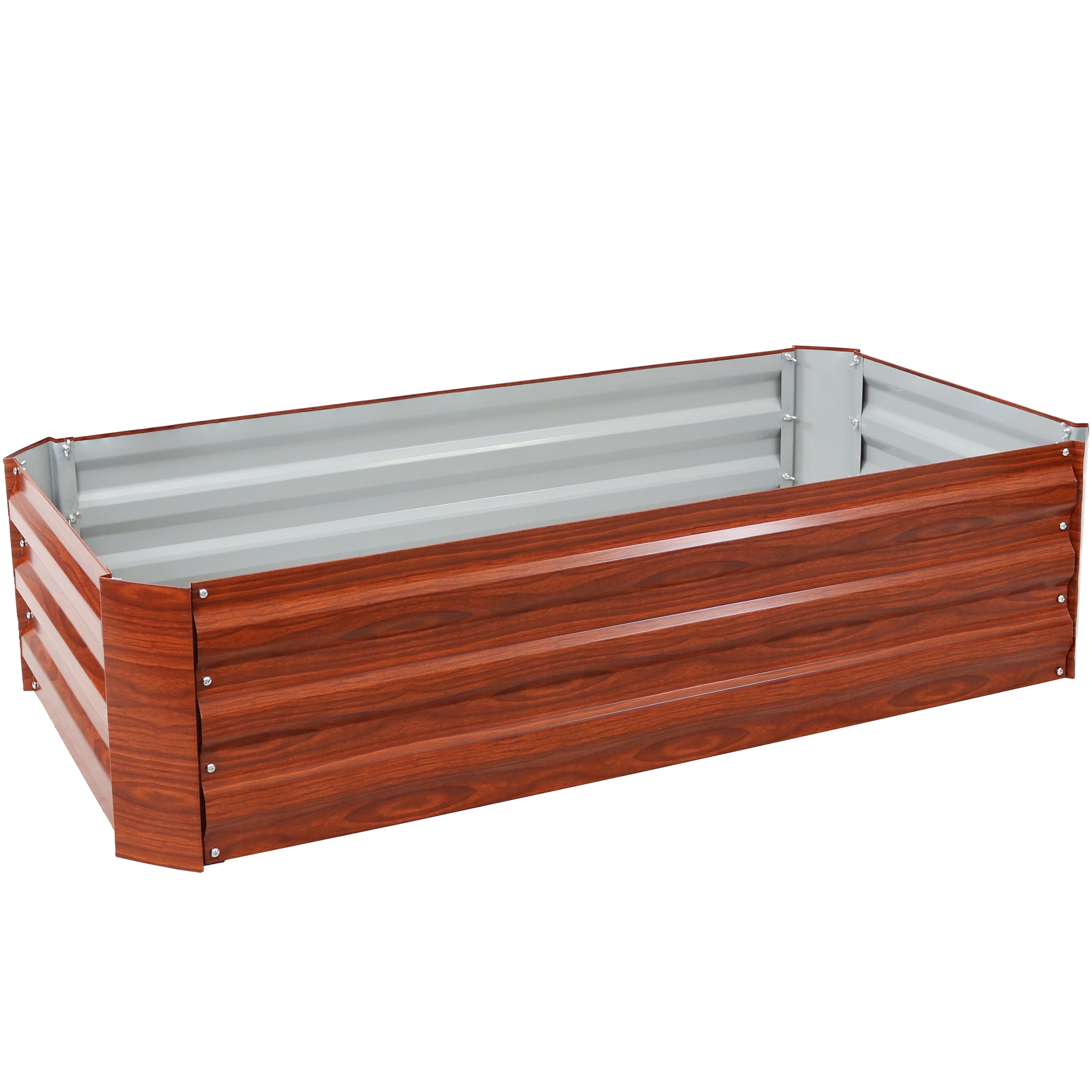 Sunnydaze Galvanized Steel Raised Garden Bed - 4' x 2' Rectangle