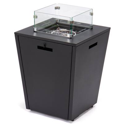 LeisureMod Chelsea Aluminum Patio Propane Square Fire Pit Side Table - 21.65"
