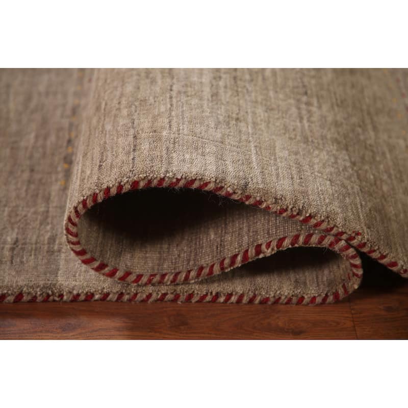 Brown Gabbeh Indian Area Rug Handmade Oriental Wool Carpet - 7'11"x 9'10"