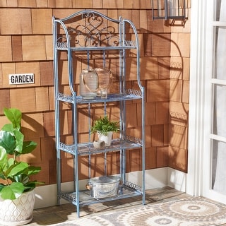 SAFAVIEH Amaris Victorian Wrought Iron 4-Tier Outdoor Bakers Rack. - 25" W x 15" D x 63" H