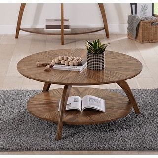 LAX Nutmeg Brown Wood Round Coffee Table with Storage - Bed Bath ...