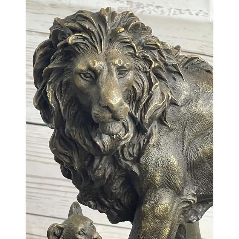African Lion Family Wild Life Bronze Sculpture Indoor Outdoor Home Decor By Barye