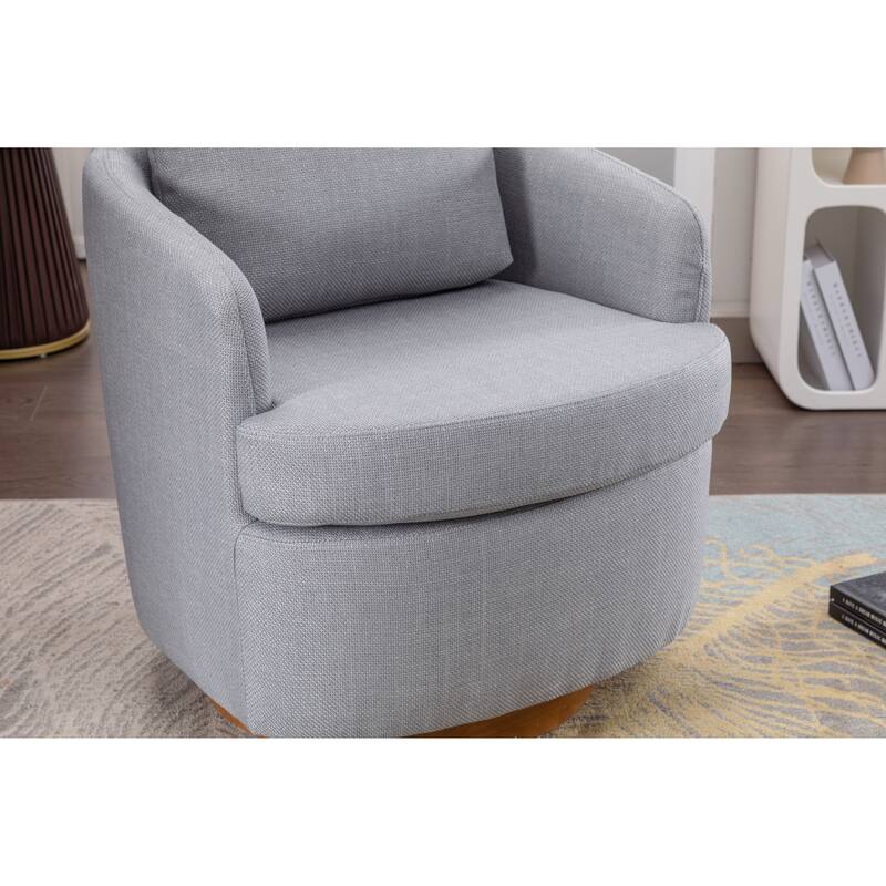 30.3" Swivel Accent Chair with Wood Base