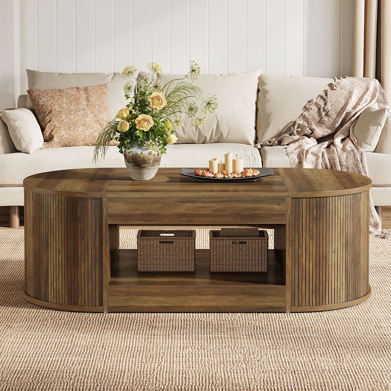 Coffee Table with Storage, Large Center Tea Cocktail Accent Table, Living Room Office Reception Sofa Table