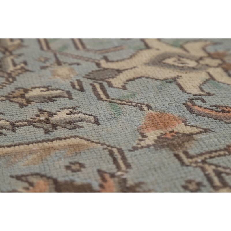 Geometric Blue Tabriz Persian Rug Hand-Knotted Traditional Wool Carpet - 8'3"x 11'2"