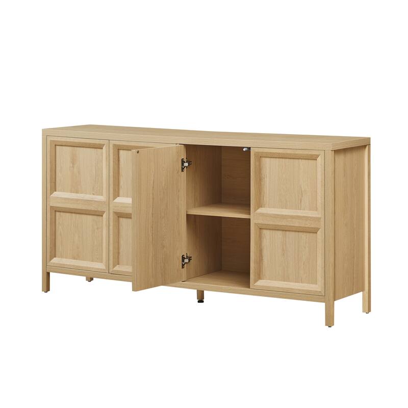 67" Modern sideboard storage cabinet with tip-on opening, soft-close hinges, and tilt-proof wall mount