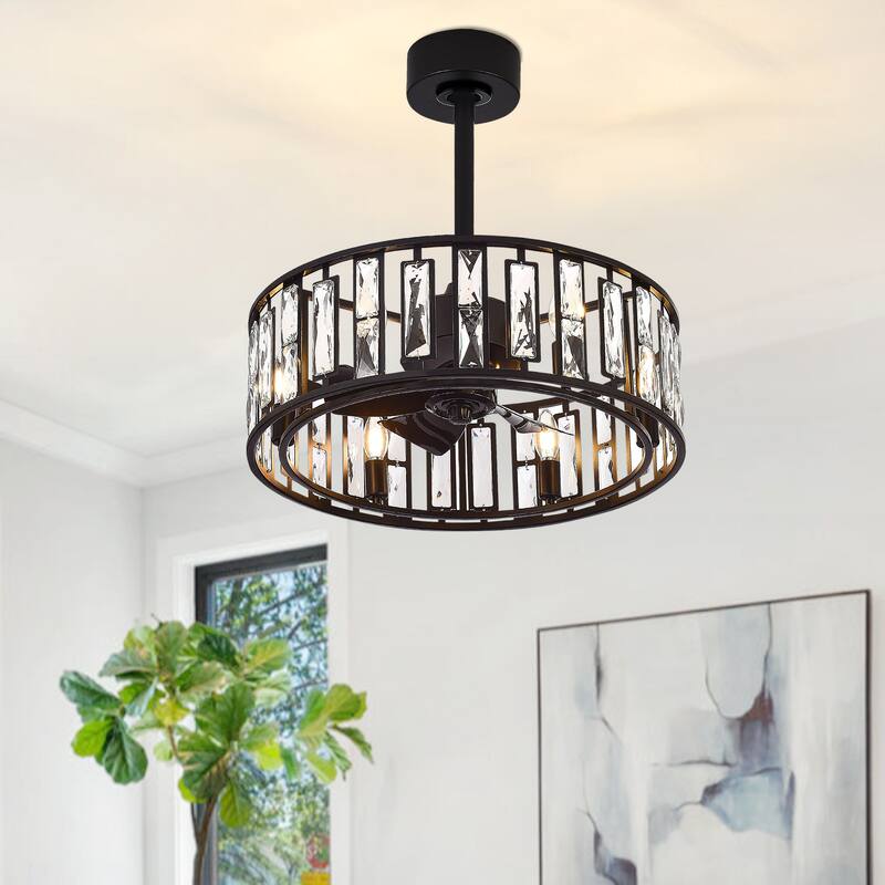 20-In Chandelier Caged Ceiling Fan with Light and Remote(5-blade)