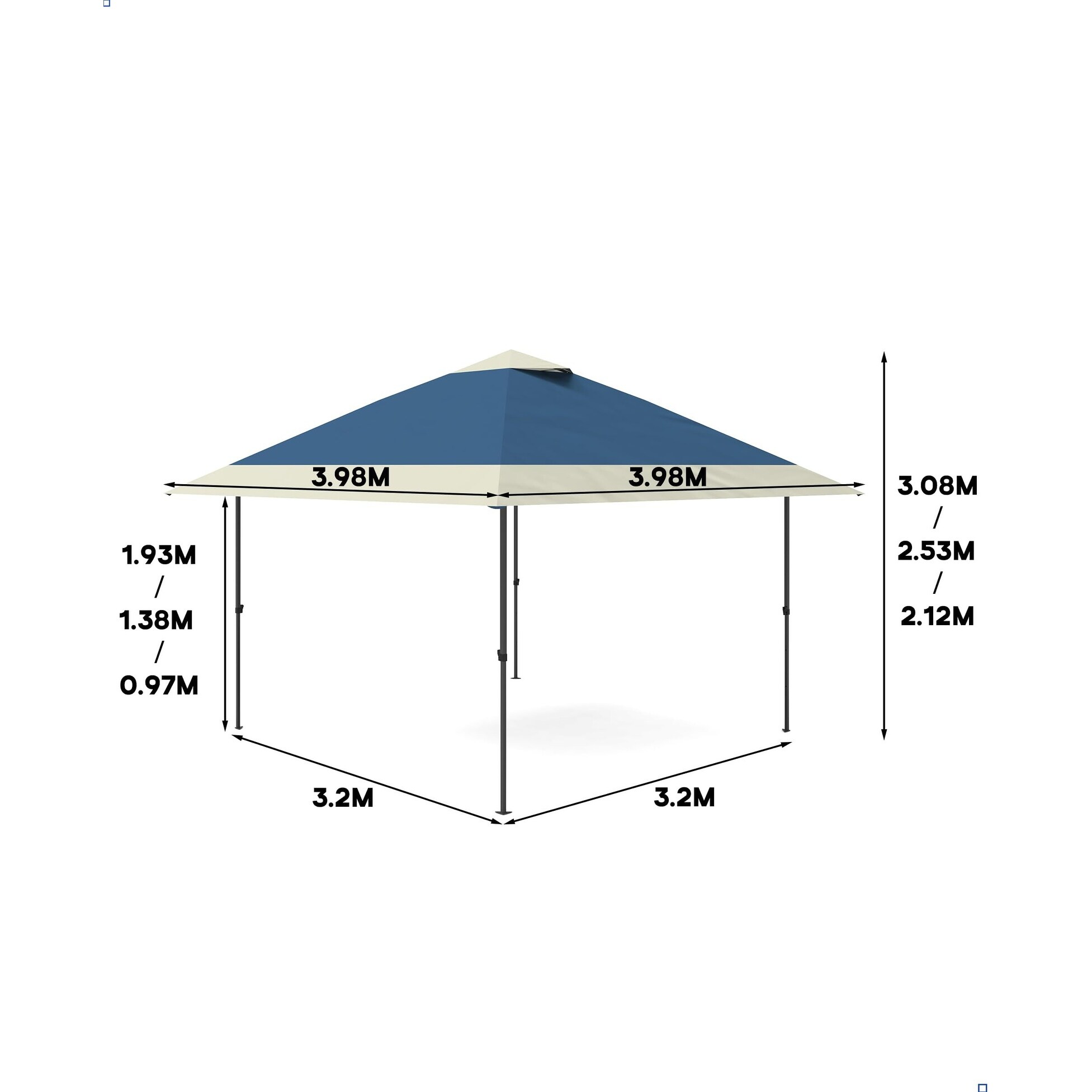 13x13 Pop Up Gazebo Outdoor Canopy Shelter Top Features a Ventilation Ppening Instant Gazebo Tent for Lawn Blue
