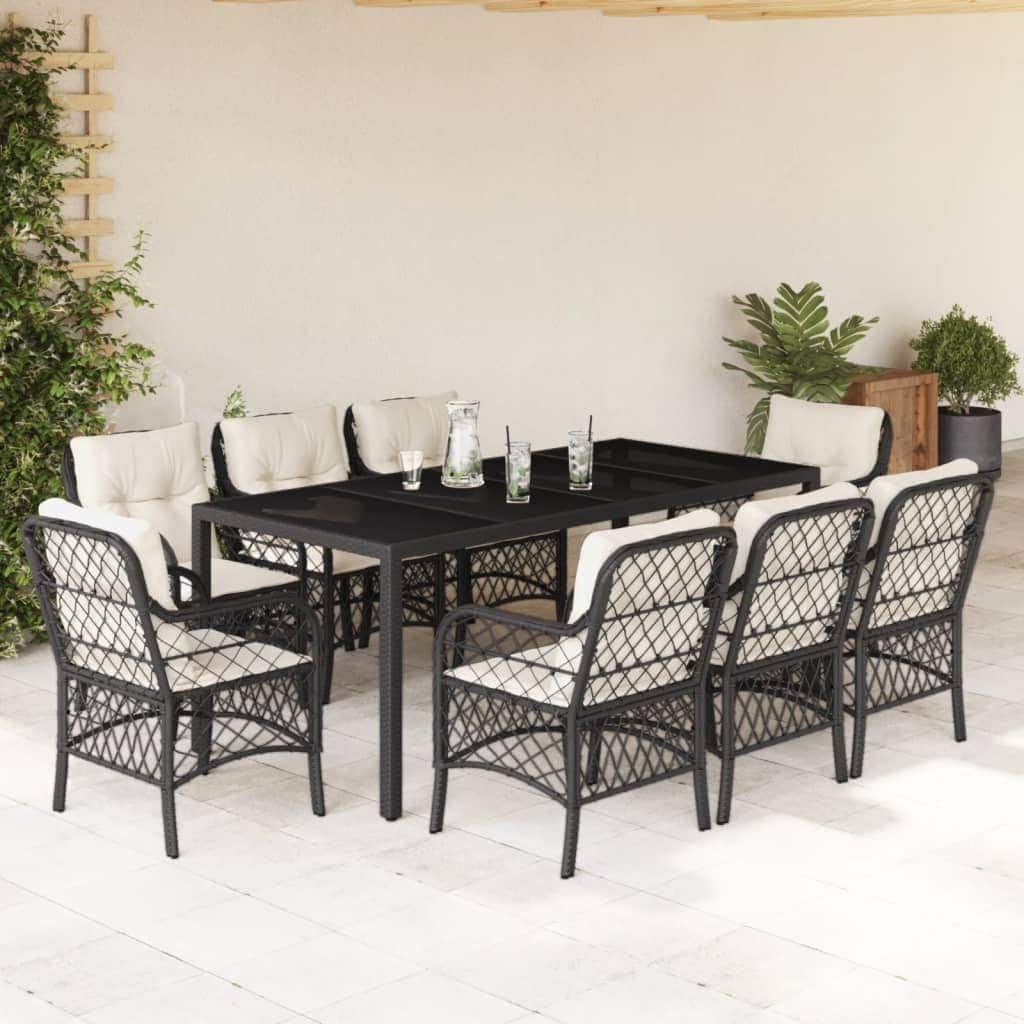 vidaXL Bistro Set with Cushions Outdoor Garden Furniture 3 Piece Poly Rattan - 35.4 x 74.8 x 29.5
