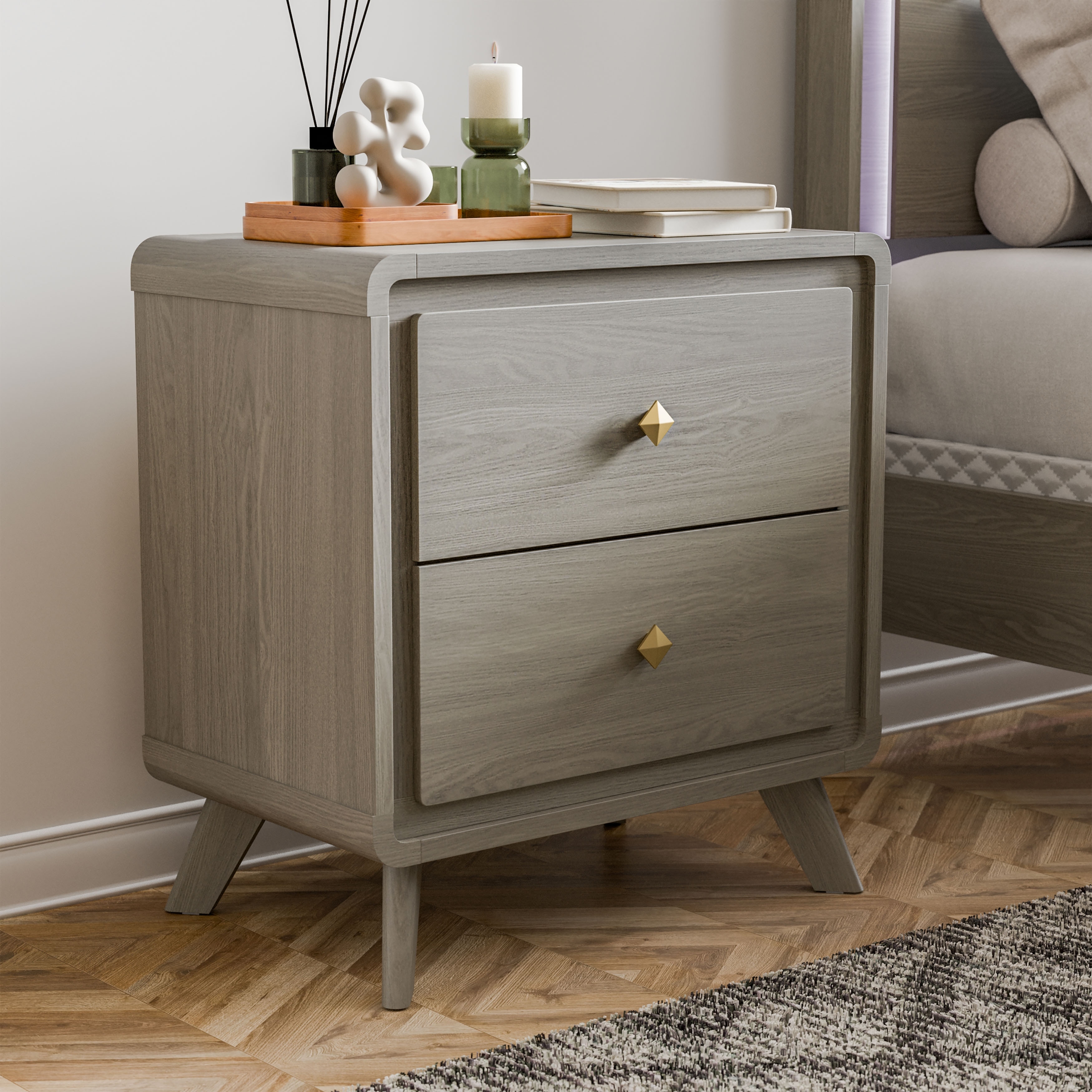 Furniture of America Thalia Modern Grey Wood 2-Drawer Nightstand