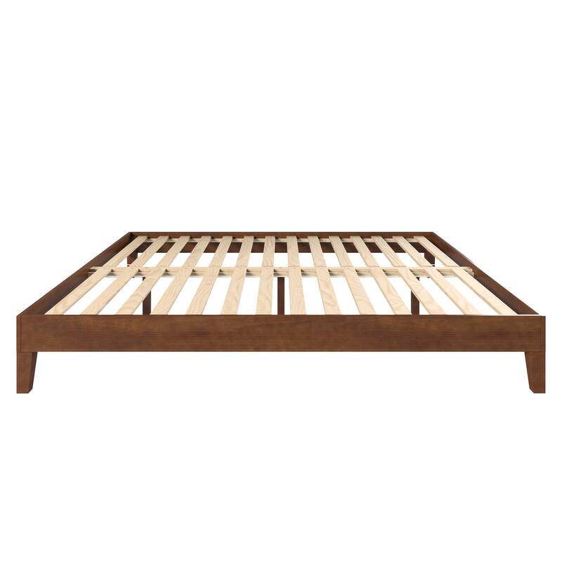 King Size Wood Platform Bed with 28-Slat Support System