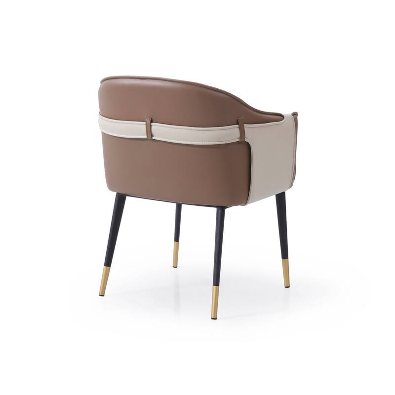 Modrest Calderon Modern Brown & Beige Vegan Leather Dining Chair