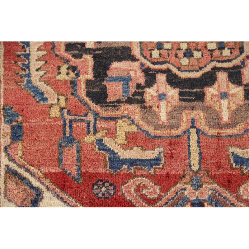 Vegetable Dye Heriz Persian Vintage Runner Rug Hand-knotted Carpet - 3'6"x 10'10"