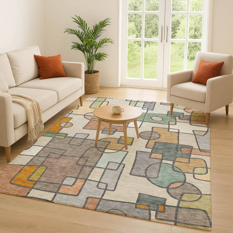 Machine Washable Indoor/ Outdoor Contemporary Prenner Chantille Rug
