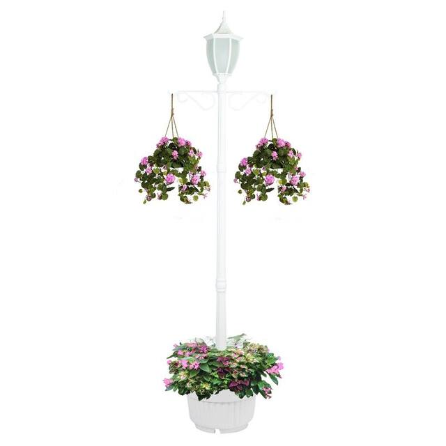 Sun-Ray Crestmont Flaming LED Solar Lamp Post Planter with Hanger