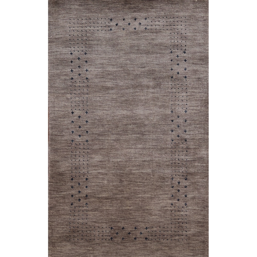 Hand Knotted Oriental 100% Wool Carpet Tribal Tribal Greys & Charcoal Gabbeh Area Rug - 4' 9'' X 2' 7''