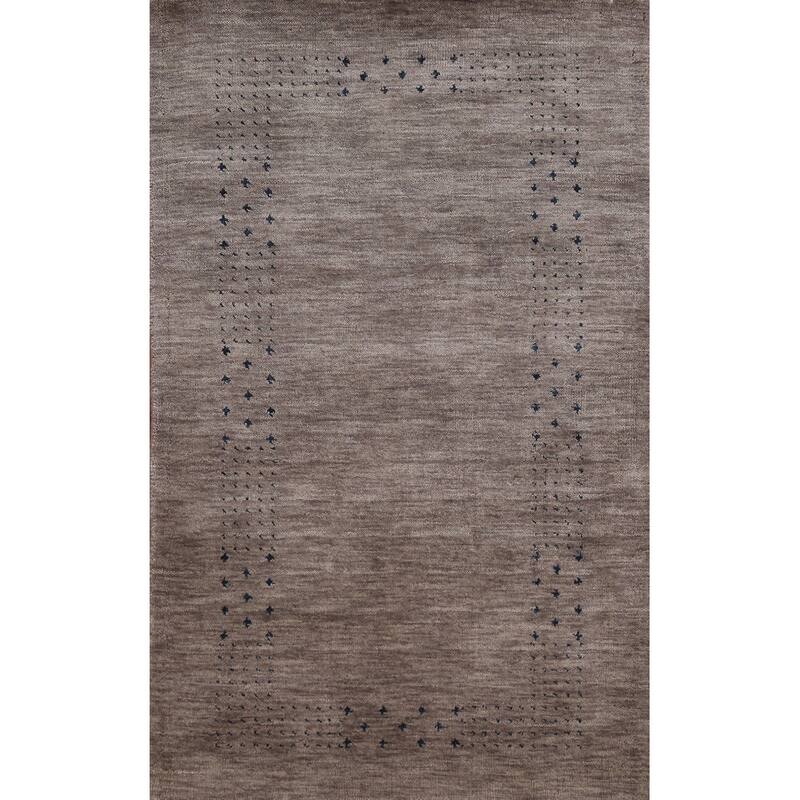 Hand Knotted Oriental 100% Wool Carpet Tribal Tribal Greys & Charcoal Gabbeh Area Rug - 4' 9'' X 2' 7''